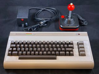 Commodore 64 Computer - Cleaned & W/ C64psu Power Supply & Joystick