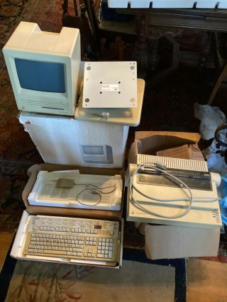 Vintage Apple Macintosh Se M5010 Keyboard Mouse Stand Image Writer Ii Printer