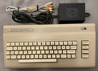 Commodore 64 Vintage C64 Pc W/ Power & Rca Cables Pla & Vic Clean&