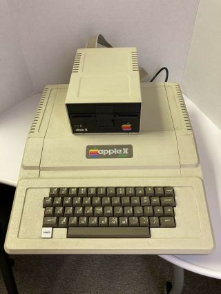 Vintage Apple Ii,  Computer A2s1048 W/apple Disk Drive,  - For Repair