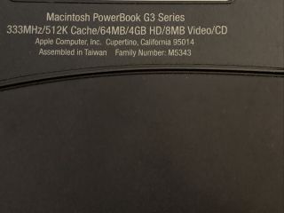 Vintage Apple Macintosh PowerBook G3 Laptop Computer OS X Model M5343 2