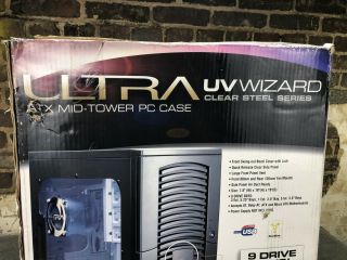 Ultra UV Wizard Blue ATX Mid - Tower Computer Case UV Reactive Clear Jet Black 2