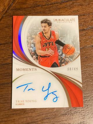 Trae Young Immaculate Moments Rookie Autograph 8/49