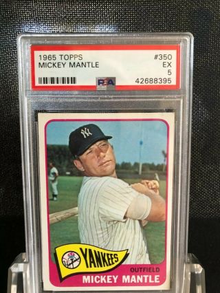 1965 Topps Mickey Mantle 350 Psa 5 Ex.  Good Centering Great Card