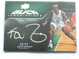 Kevin Garnett 2008 - 09 Upper Deck Black Auto 4/25 Inscriptions Autograph Celtics