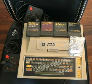 Atari 400 Computer,  2 Joysticks Orig Power Supply 4 Carts/space Invaders