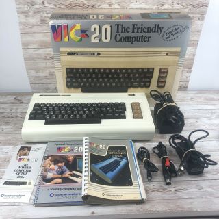 Early Commodore Vic - 20 Personal Home Computer With Box,  Cords,  Manuals