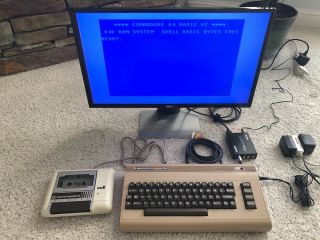 Commodore 64 W/tape Drive,  Card Reader,  And Hdmi Video Converter -