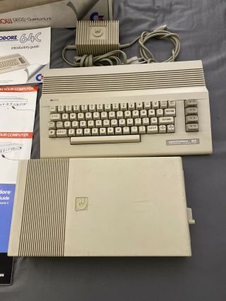Vintage Commodore 64 C C64 Computer W/ Power Supply,  1541 Floppy Drive -