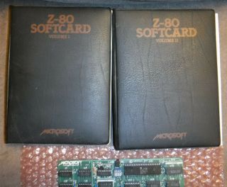 Microsoft ' s Z - 80 Softcard for Apple II - 2 manuals,  2 disks,  and card 2