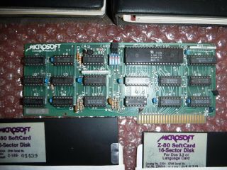 Microsoft ' s Z - 80 Softcard for Apple II - 2 manuals,  2 disks,  and card 3