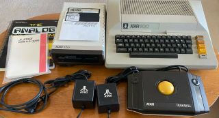 Atari 800 Computer 48k Ram W/1050 5.  25 Floppy Disk Drive Trak - Ball