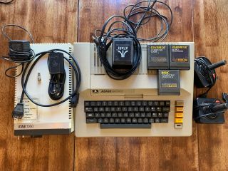 Atari 800 Computer System Bundle.  1050 Dd W/ Io Cable & Ps - 3 Games & Joysticks