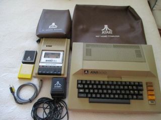 Atari 800 Home Computer Console W/ Cover,  Power,  Atari 410 Cassette Recorder