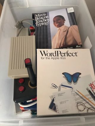 Apple Iigs Computer With Games,  Print Shop,  Typing Program; 3 Boxes Of Stuff