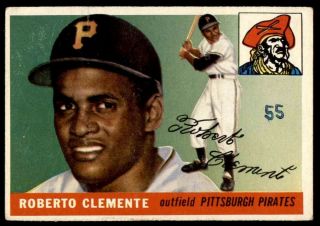 1955 Topps 164 Roberto Clemente Pirates Rookie Rc (ink On Front) Vg - Ex