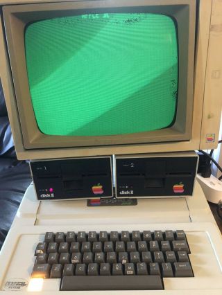 Apple Ii Plus Computer With Monitor,  Drives And Disks