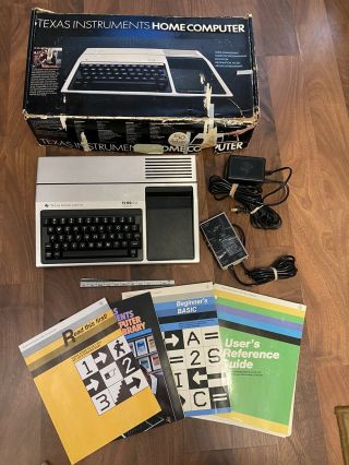 Texas Instruments Ti - 99/4a Home Computer Box Cables Books Speech 15 Games -