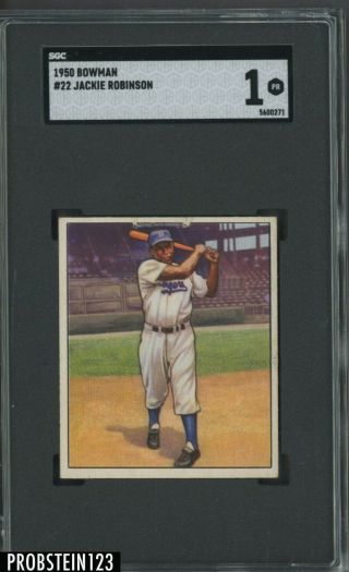 1950 Bowman 22 Jackie Robinson Dodgers Hof Sgc 1 Pr