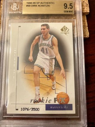 Dirk Nowitzki Mavericks 1998 - 99 Sp Authentic 99 Rookie Card Bgs 9.  5 Gem