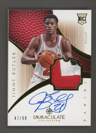 2012 - 13 Immaculate Jimmy Butler Rpa Rc Rookie 3 - Color Patch Auto 47/99 Bulls