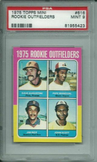 1975 Topps Mini 616 Rookie Outfielders - Jim Rice Rookie Psa 9 Set Break