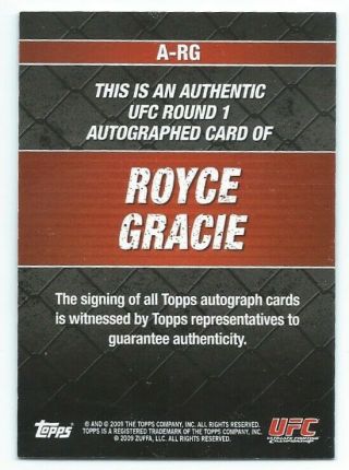 2009 Topps UFC Round 1 Royce Gracie Autograph this was Topps First UFC Set 2