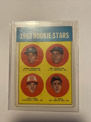 1963 Topps Pete Rose Cincinnati Reds 537 Baseball Card (crease)