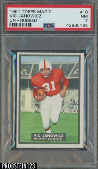1951 Topps Magic Football 10 Vic Janowicz Rc Un - Rubbed Psa 7 " Only 2 Higher "