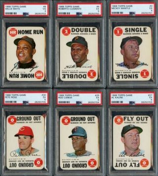 1968 Topps Game Card Complete Set W/ Psa Graded Mantle Mays