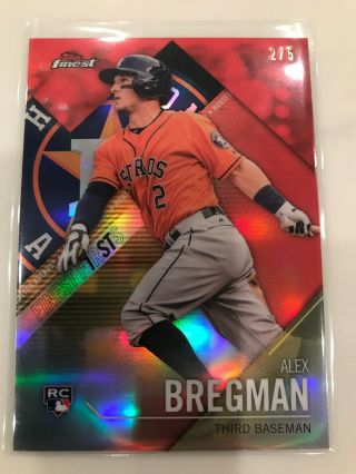 2017 Topps Finest Alex Bregman Rare Rookie Red 2/5 Card Is Flawless