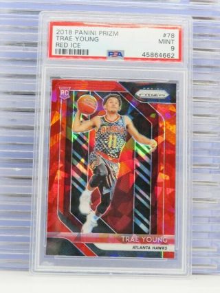 2018 - 19 Prizm Trae Young Red Ice Prizms Rc 78 Psa 9 Hawks I99