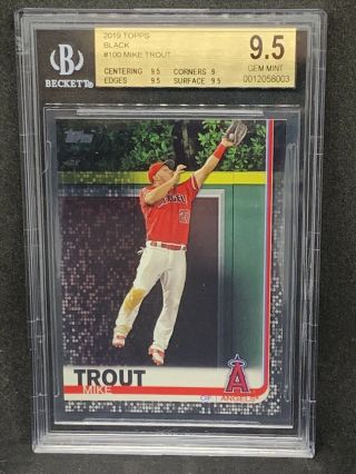 Topps 2019 Series 1 Mike Trout 100 Black /67 Pop 1 Bgs 9.  5