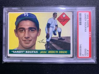 1955 Topps Sandy Koufax Rookie Rc 123 Psa 2 Gd La Brooklyn Dodgers Mlb