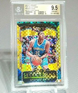Anthony Davis 2018 - 19 Panini Select Gold Prizm 2 Top Selections /10 - Bgs 9.  5