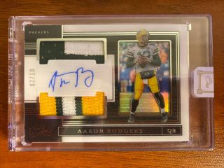 2019 Panini One Aaron Rodgers Dual Patch Auto Jersey 2/10 = 12 - Rare Packers