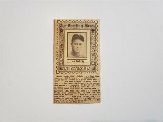 Lou Gehrig 1936 Sporting News All Star Sport Stamp Very Rare