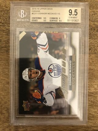 2015 - 16 Ud Connor Mcdavid Young Guns Canvas Bgs 9.  5 C211
