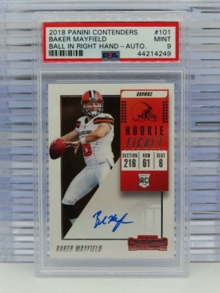 2018 Contenders Baker Mayfield Rookie Ticket Auto Autograph Rc Psa 9 A71