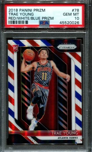 Trae Young 2018 Panini Prizm Red White Blue Prizm 78 Rookie Rc Psa 10