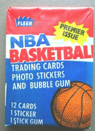 1986 - 87 Fleer Basketball Wax Pack (magic Johnson Sticker On Back) (ex)