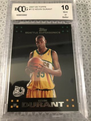 2007 - 08 Kevin Durant Topps 50th Anniversary Rookie Card 112 Bccg 10 Psa 10??