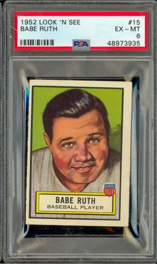 1952 Topps Look N See Baseball 15 Babe Ruth Psa 6 D2