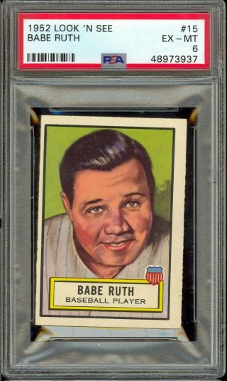 1952 Topps Look N See Baseball 15 Babe Ruth Psa 6