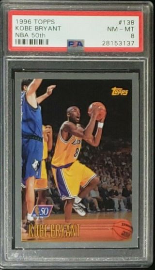 1996 Topps Nba 50th Kobe Bryant Rookie Rc 138 Psa 8