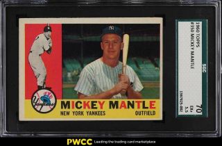 1960 Topps Mickey Mantle 350 Sgc 5.  5 Ex,