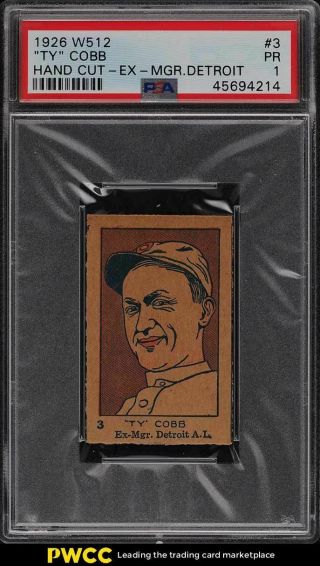 1926 W512 Strip Card Ty Cobb Ex Mgr.  Detroit 3 Psa 1 Pr