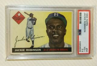 1955 Topps Jackie Robinson Brooklyn Dodgers Baseball Card 50 Psa 3.  5 Vg,