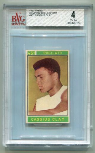 1967 Panini Championi Cassius Clay Muhammad Ali Boxing Card 451 Bgs 4 Vg/ex
