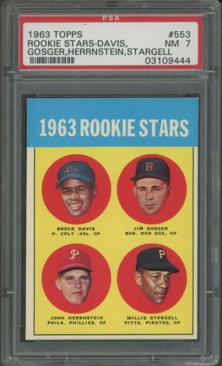 1963 Topps Rookie Stars 553 Willie Stargell Rc Hof Rookie Pirates Psa 7 Nm